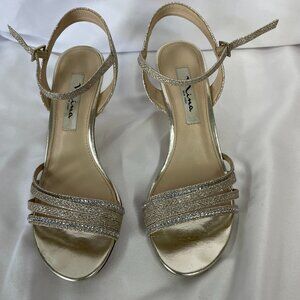 Nina Nelena soft plantino textured metallic low heeled dress sandal Shoe Silver